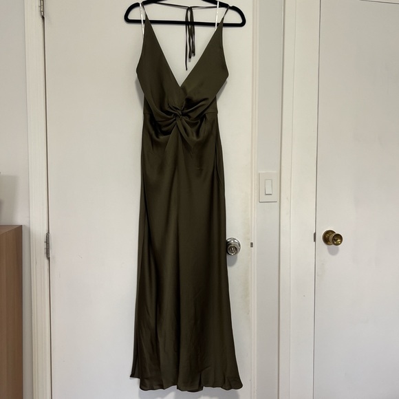 NWT Shona Joy Luxe Twist Front Halter Midi Dress - Pine size 6 - Picture 3 of 9